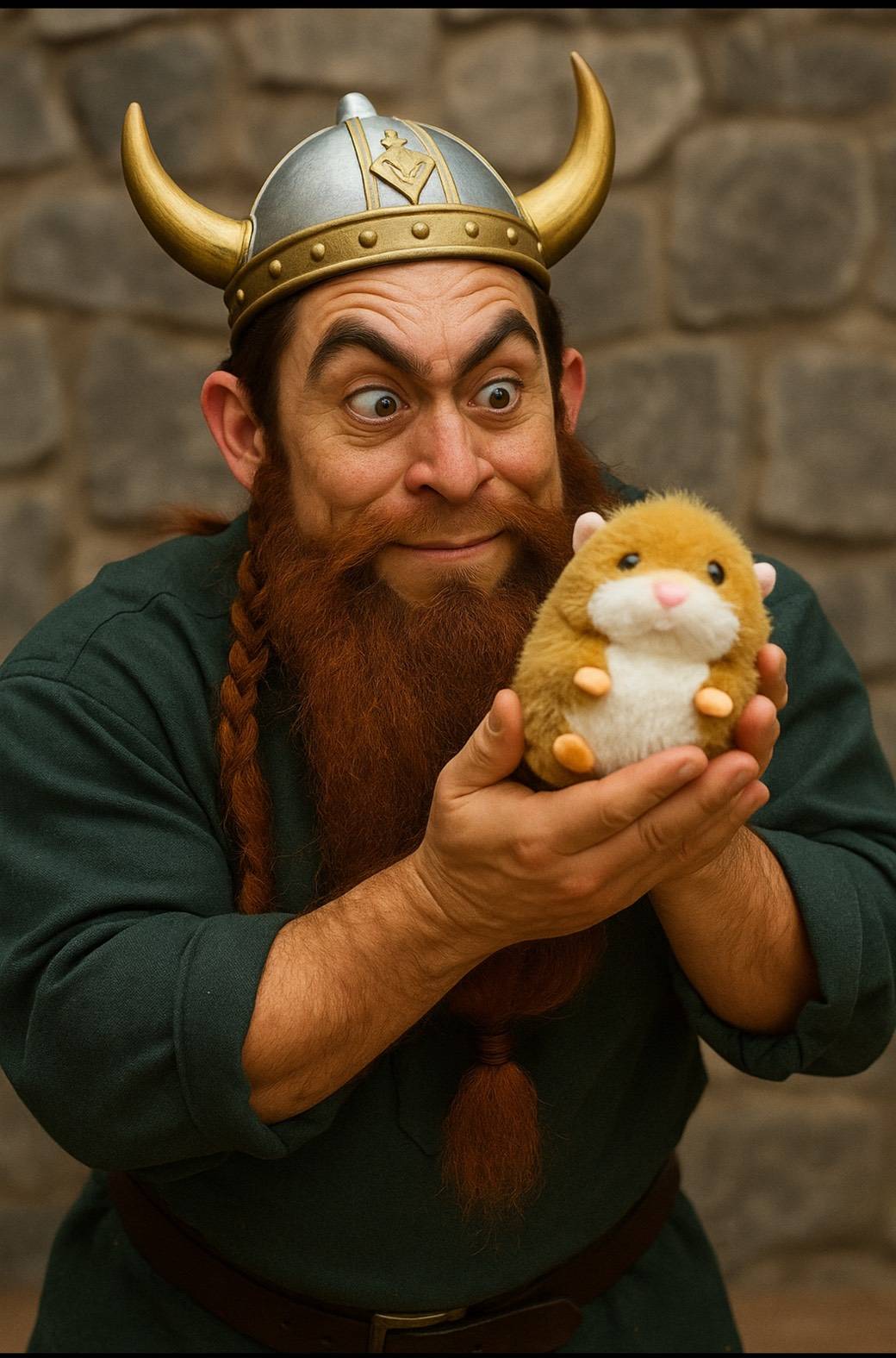 startupfba Tony in Mythical Viking dwarf form, holding a source of wealth!